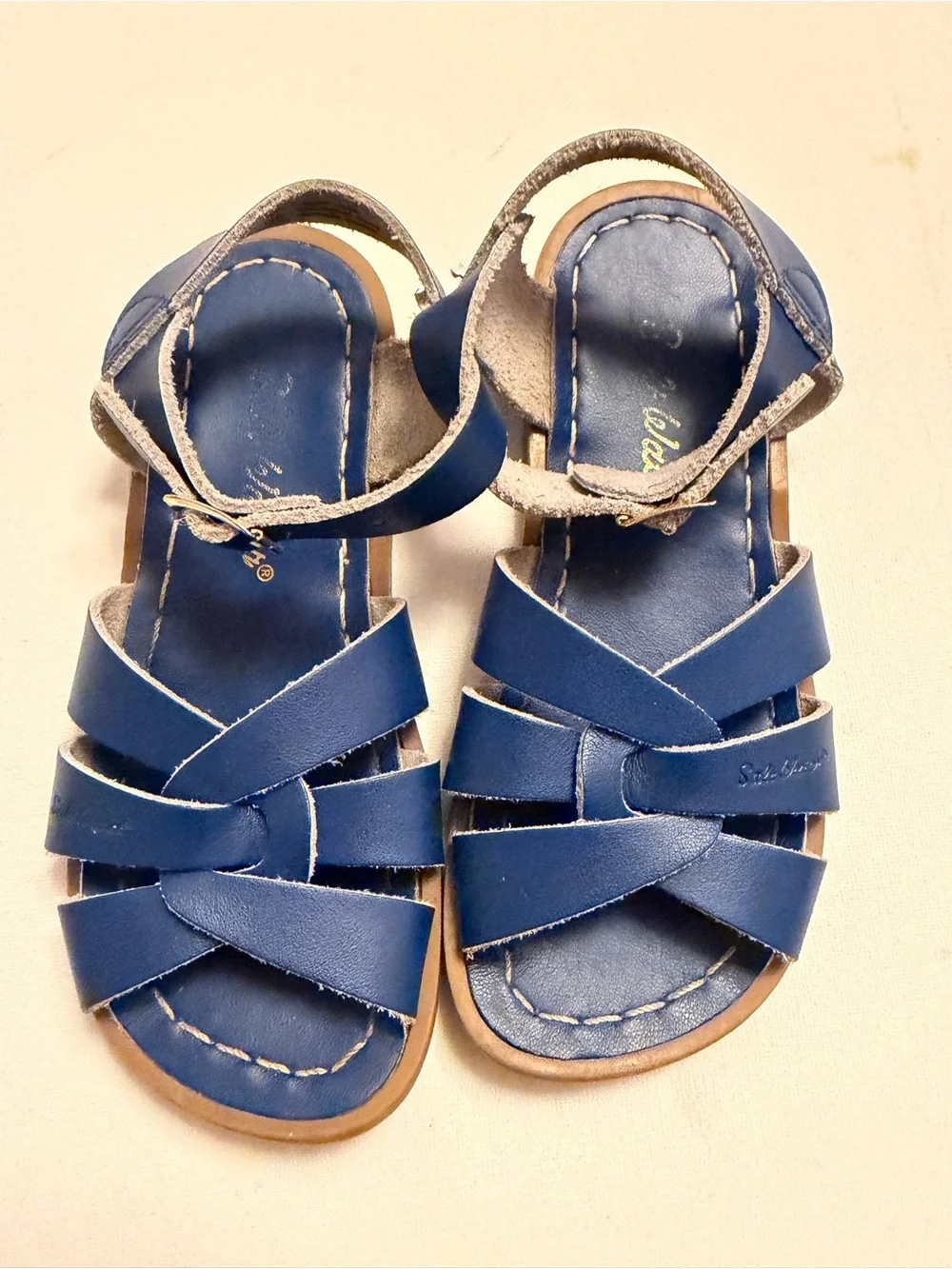 Salt Water Sandals by Hoy Navy Blue Leather Toddler Cross-Strap Sandals